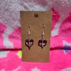 Clear Heart Silver Drop/Dangle Earrings